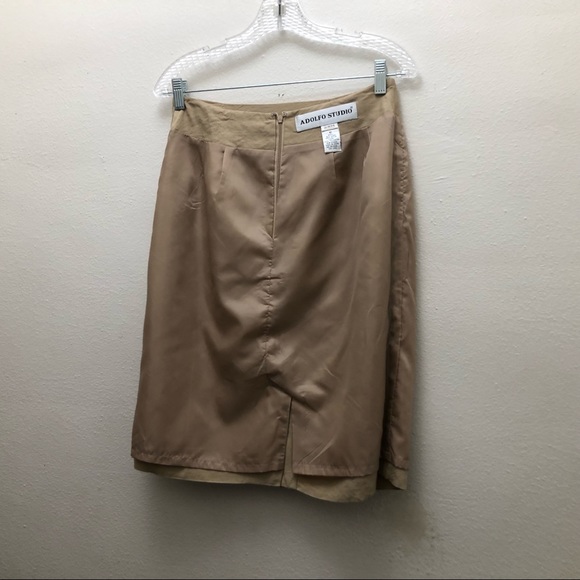 Adolfo Studio Women's Size 10P Tan Knee High Skirt - Picture 4 of 6